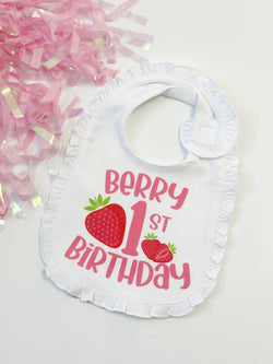 My Berry First Birthday Bib - Strawberry Themed Birthday - Cake Smash Prop