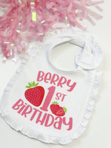 My Berry First Birthday Bib - Strawberry Themed Birthday - Cake Smash Prop