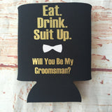 Groomsmen Proposal Gift - Groomsman Can Coolers  - Bachelor Party Favors - Bachelor Party Gifts - Groomsman Gifts - Suit Up