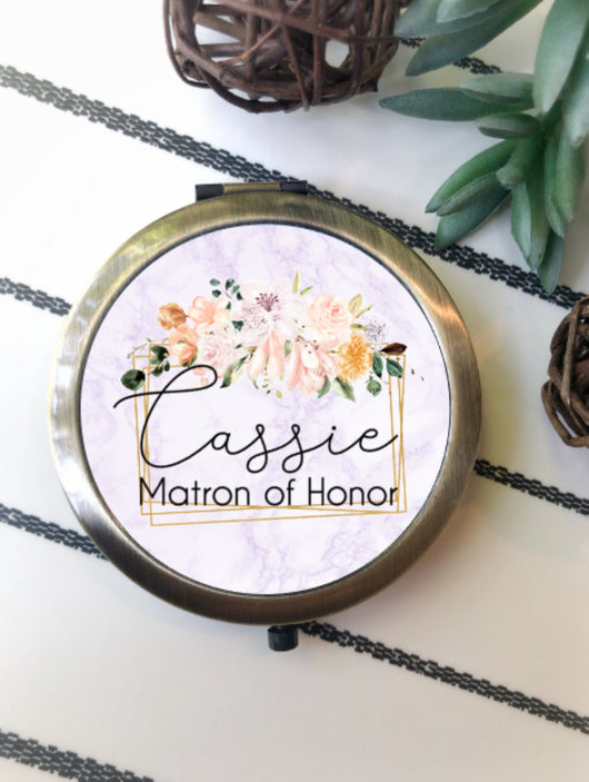 Bridesmaid Gift - Personalized Bridesmaid Gift - Personalized Compact Mirror - Gift for Her - Bridesmaid Proposal