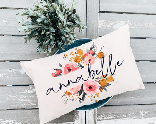 Personalized Boho Name Pillow - Boho Nursery Decor - Birthday Gift for Girl - Boho Decor - Personalized Birthday Gift - Floral Room Decor
