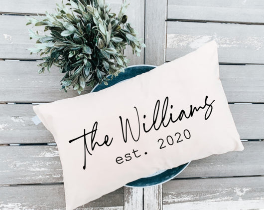 Personalized Anniversary Gift - Custom Family Name Pillow