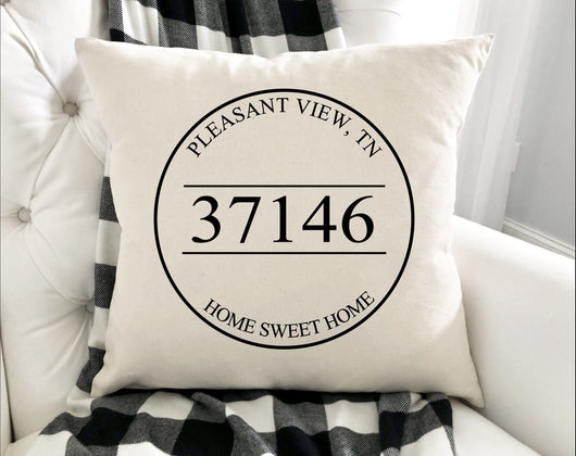 City and State Throw Pillow - New Home Gift - Realtor Gift - Custom City and State Gift