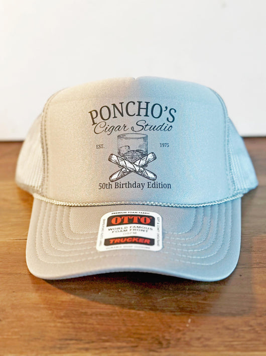 Custom Men's Bachelor Party Trucker Hat – Bourbon & Cigar Design – Personalized Hat for Guys' Trip, Birthday, or Groomsmen Gift