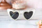White Rhinestone Heart Sunglasses - Brides / Bachelorette Party Favors
