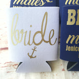 Nautical Anchor Brides's Mates - Personalized Custom Bachelorette Can Coolers
