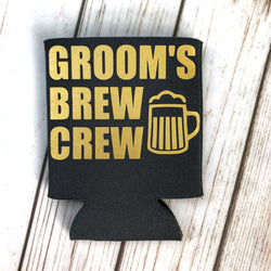 Groom's Brew Crew - Personalized Custom Bachelor Party Can Coolers