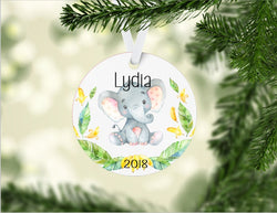 Elephant Personaized Custom Ornament - Baby's First Christmas Ornament