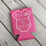 It's a Girl - Personalized Baby Shower Can Coolers