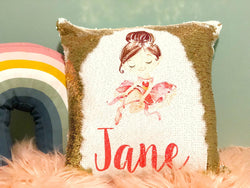 Personalized Sequin Flip Pillow -Ballerina or Gymnastics Custom Name Pillow