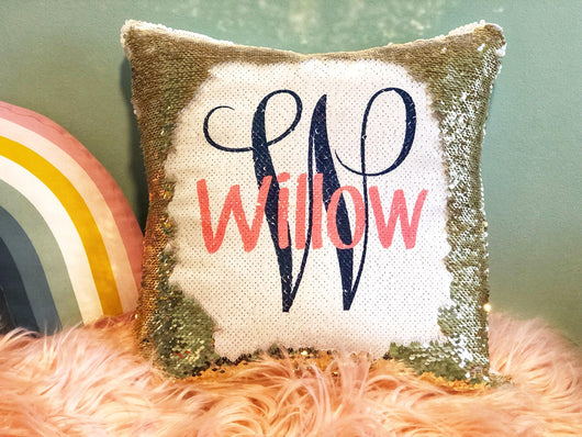 Monogram Sequin Pillow Gift - Monogrammed Sequin Flip Pillow