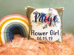 Personalized Custom Sequin Flip Pillow - Flower Girl Proposal - Flower Girl Gift