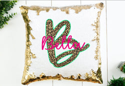 Personalized Sequin Pillow - Leopard Print Pillow