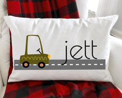 Personalized Car Pillow Decor - Custom Name Car Nursery Decor Pillow
