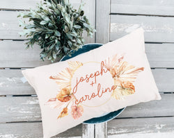 Personalized Name Pillow - Custom Name Boho Wreath Room Decor Pillow