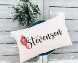Personalized Linen Name Pillow - Cardinal Gift  - Red Bird