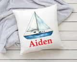 Personalized Pillow - Nautical Sail Boat Pillow Nursery Decor