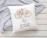 Personalized Boho Jungle Pillow - Custom Name Nursery Pillow - Elephant / Lion / Zebra / Giraffe