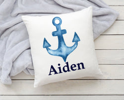 Personalized Pillow - Nautical Anchor Pillow Nursery Decor