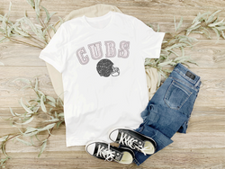 Cubs Distressed Football Helmet Tee
