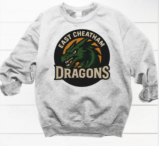 Faux Yarn Applique East Cheatham Dragons  Shirt
