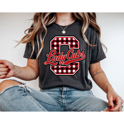 Lady Cubs Plaid Initial Soccer Tee