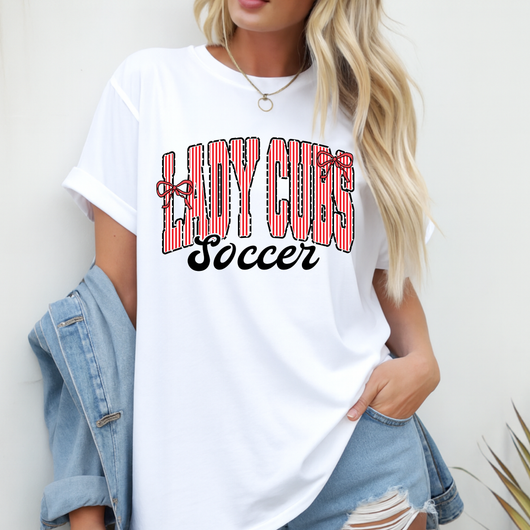 Lady Cubs Soccer Dot and Bow Tee