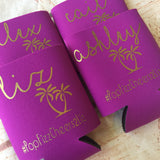Bachelorette Party Favors - Palm Tree Bachelorette Can Coolers - Wedding Favors - Personalized Bridesmaid Gift  - Bachelorette Party