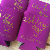 Bachelorette Party Favors - Palm Tree Bachelorette Can Coolers - Wedding Favors - Personalized Bridesmaid Gift  - Bachelorette Party