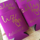Bachelorette Party Favors - Palm Tree Bachelorette Can Coolers - Wedding Favors - Personalized Bridesmaid Gift  - Bachelorette Party