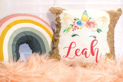 Personalized Unicorn Sequin Pillow - Personalized Gift - Unicorn Flip Pillow - Birthday Gift for Girl- Sequin Flip Pillow - Birthday Gift