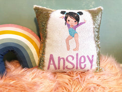 Birthday Gift for Girls - Personalized Gymnastics Sequin Pillow - Sequin Flip Pillow - Birthday Gift - Gift for Gymnast