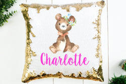 Personalized Bear Sequin Pillow - Sequin Teddy Bear Mermaid Pillow - Birthday Gift for Girls - Sequin Pillow - Birthday Gift - Teddy Bear