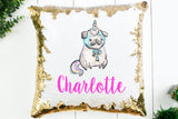Personalized Pug Unicorn Sequin Pillow - Sequin Unicorn Mermaid Pillow - Gift for Girl - Sequin Pillow - Unicorn Pillow - Pug Gift