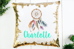 Dreamcatcher Sequin Pillow - Sequin Flip Pillow -Birthday Gift for Teen Girl - Flip Pillow for Teen - Teen Girl Room Decor - Birthday Gift