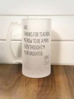 Fathers Day Gift - Gift from Daughter -  Gift For Dad - Beer Stein - Fathers Day Beer Glass - Fathers Day