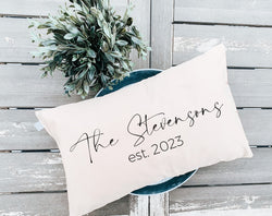 Valentines Day Gift - Personalized Name Pillow - Wedding Gift - Personalized Caligraphy Pillow - Last Name Pillow - Engagement Party Gift