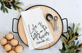 Custom Life is Better on the River Kitchen Towel - Housewarming Gift - New Home Gift - Realtor Gift - Custom City and State Gift