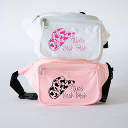 Cow Print Cowboy Hat Bachelorette Fanny Packs - Disco Cowgirl - Custom Wording Available