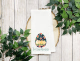 Personalized Easter Egg Kitchen Tea Towel - Several Options Available - Boho Floral Spring Decor