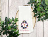 Personalized Easter Egg Kitchen Tea Towel - Several Options Available - Boho Floral Spring Decor