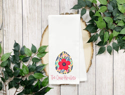 Personalized Easter Egg Kitchen Tea Towel - Several Options Available - Boho Floral Spring Decor