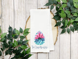 Personalized Easter Egg Kitchen Tea Towel - Several Options Available - Boho Floral Spring Decor