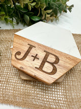 Mothers Day Gift - Personalized Coasters - Personalized Wedding Gift - Personalized Wood and Marble Coasters - Gift for Him - For Wife