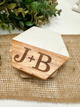 Mothers Day Gift - Personalized Coasters - Personalized Wedding Gift - Personalized Wood and Marble Coasters - Gift for Him - For Wife