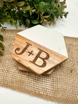 Mothers Day Gift - Personalized Coasters - Personalized Wedding Gift - Personalized Wood and Marble Coasters - Gift for Him - For Wife