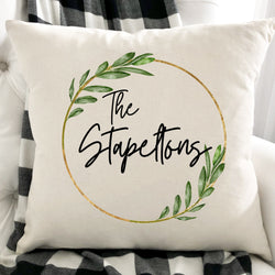 Mothers Day Gift for Her - Personalized Family Name Pillow - Gift for Her - Personalized Name Pillow - Custom Pillow - Wreath Pillow