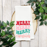 Merry Merry Christmas Kitchen Towel - Christmas Tea Towel - Christmas Decor - Custom Christmas Towel - Christmas Gift - Gift for Her