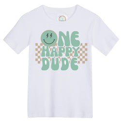 One Happy Dude Birthday Outfit - One Happy Dude Tan Birthday Bib - One Happy Dude Themed Birthday - Cake Smash Prop
