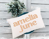 Personalized Rattan Print Name Pillow for Boho Nurseries